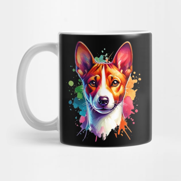 Watercolor Basenji Dog by The Jumping Cart